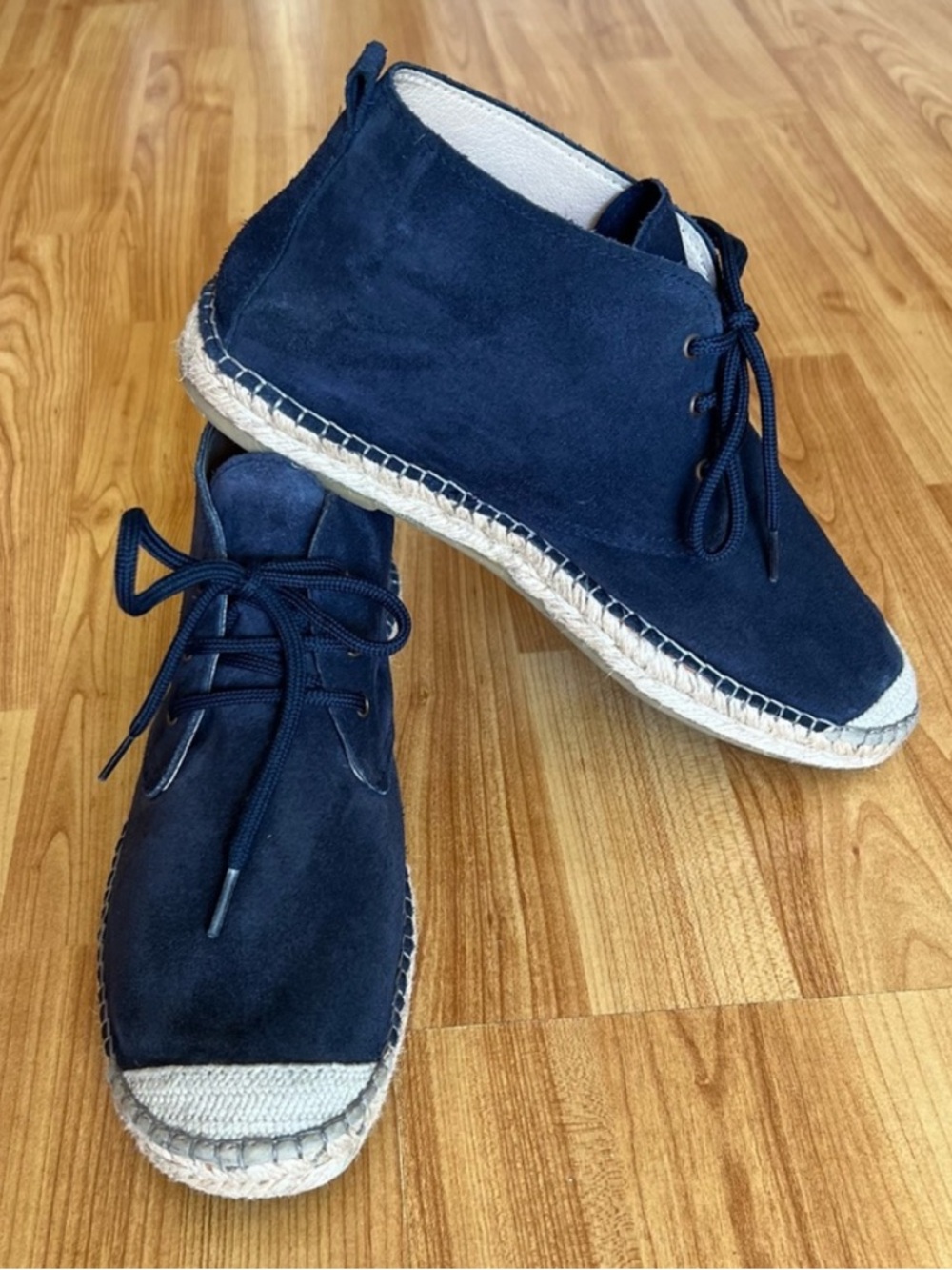 ASOS Men Navy Suede Espadrille Lace-Up Boots